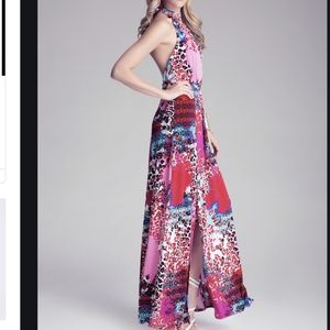 Bebe double slit halter maxi dress